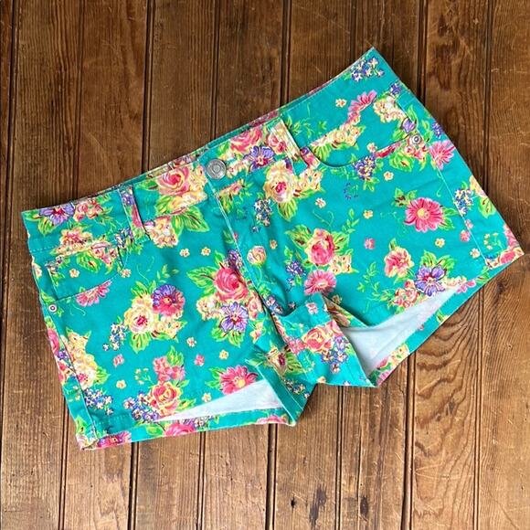 Wallflower Pants - Women’s vintage Y2K Wallflower low rose bright floral short shorts size 7